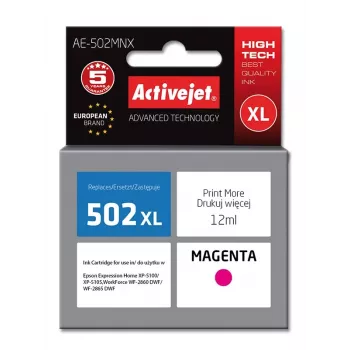 Activejet AE-502MNX tintas kasetne (Epson 502XL W34010 nomaiņa; Supreme; 12 ml; magenta)