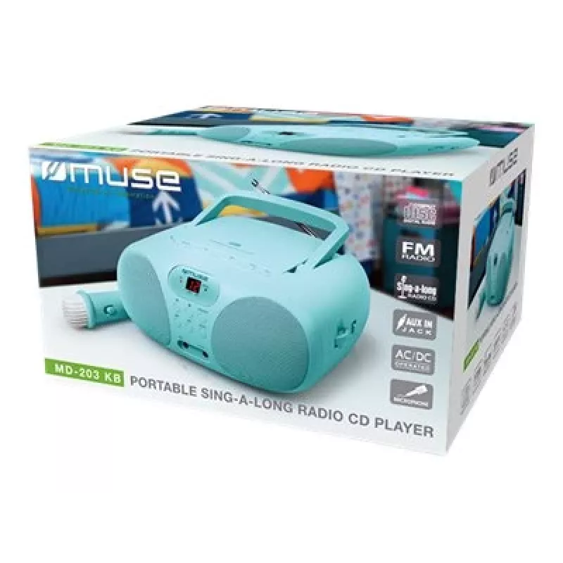 Muse MD-203 KB portatīvā stereo sistēma ar FM radio, zila