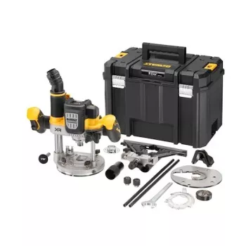 Plunge frēze DeWalt DCW620NT-XJ, bezsuku motors, 18V, 1600W, 11-23k RPM, 12,7mm uzmava, putekļu pieslēgvieta, LED, 3,6kg, futrālis