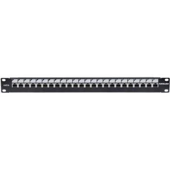 Intellinet Patch Panel, Cat6, UTP, 24 Porti, 1U, Bloķēšanas funkcija, Augšējā pieslēguma Punch Down, Melns