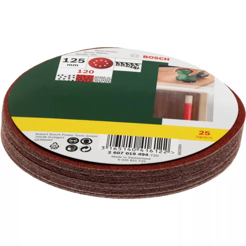 Slīpēšanas papīru komplekts Bosch 2 607 019 494 — 25 gab. slīpēšanas loksnes/piederumi