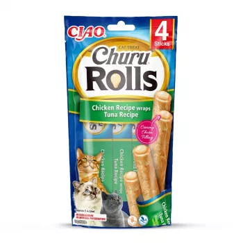 INABA Churu Rolls Chicken recipe wraps Tuna recipe - kaķu gardumi - 4x10 g