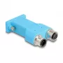 DELOCK D-Sub 9 sieviete uz 2× M12 5-pin A-kodēts CAN kopnes sadalītājs 180° zils