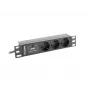 Lanberg PDU-03F-0200-BK Strāvas sadalītājs (PDU) 1U Melns 3 AC-Izejas