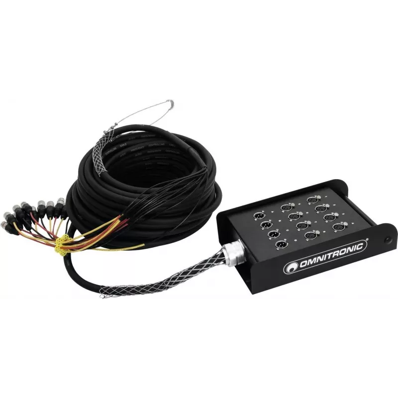 Stagebox Omnitronic Multicore 8/4 30 m — daudzkodola audio kabelis ar 8 ieejām un 4 atgriezumiem, 30 metri
