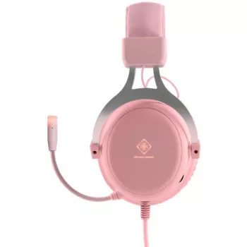 Deltaco GAM-030-P Spēļu austiņas ar mikrofonu, vadu, galvas saite, USB Type-A, rozā