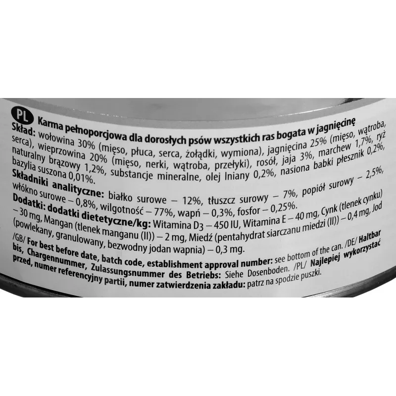 Dolina Noteci Premium mitrā suņu barība ar jēru 800 g