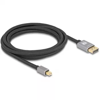 Delock DisplayPort kabelis - Mini DisplayPort (vīrietis) uz DisplayPort (vīrietis) - DisplayPort 1.4 - 3,0 m - Atbalsta 8K 60 Hz - Melns, Pelēks (81093)