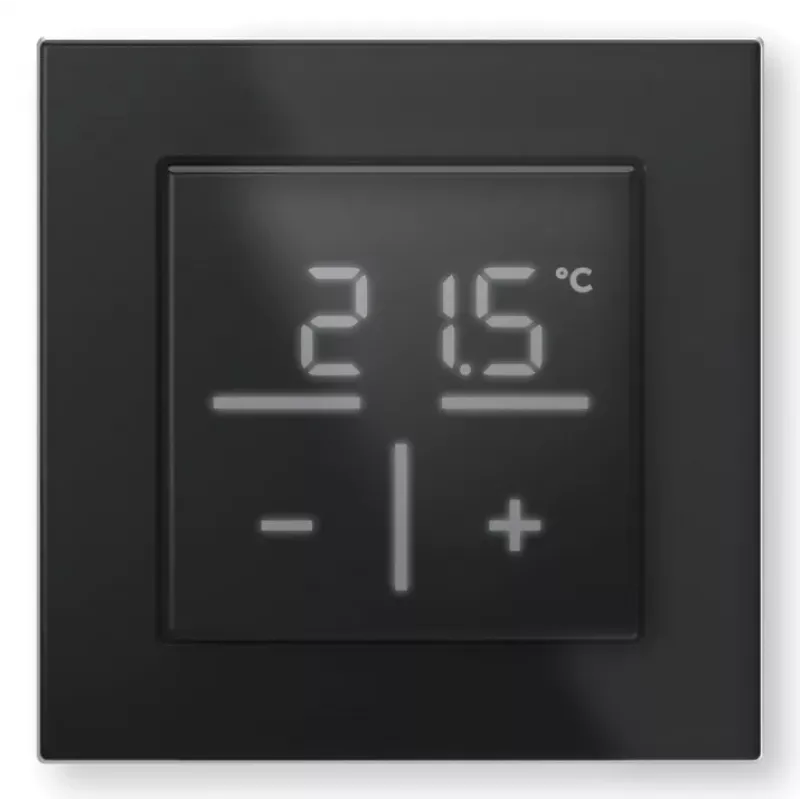 Homematic IP stikla sienas termostats ar CO₂ sensoru — melns, 230 V, IP20