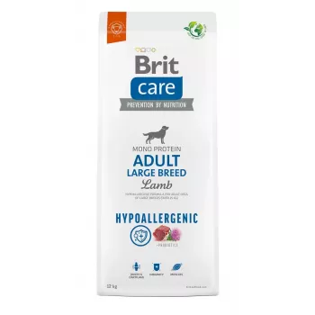 Brit Care Hypoallergenic Adult Large Breed Jēra gaļa & Rīsi 12 kg, proteīns 26%, tauki 14%