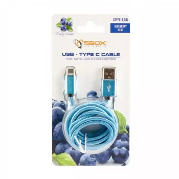 Sbox USB->Type-C vads 1.5m zils CTYPE-1.5BL