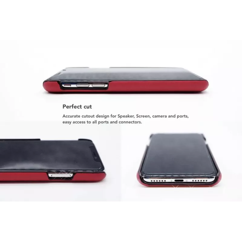 VixFox Card Slot Back Shell iPhone X/XS — rubīnsarkanā krāsā, aizmugurējais vāciņš ar iebūvētu kartes kabatu