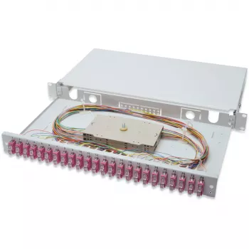 Kabeļu pārvaldības panelis Digitus DN-96322-4 SC OM4 optiskās šķiedras savienotājkārba, pelēks