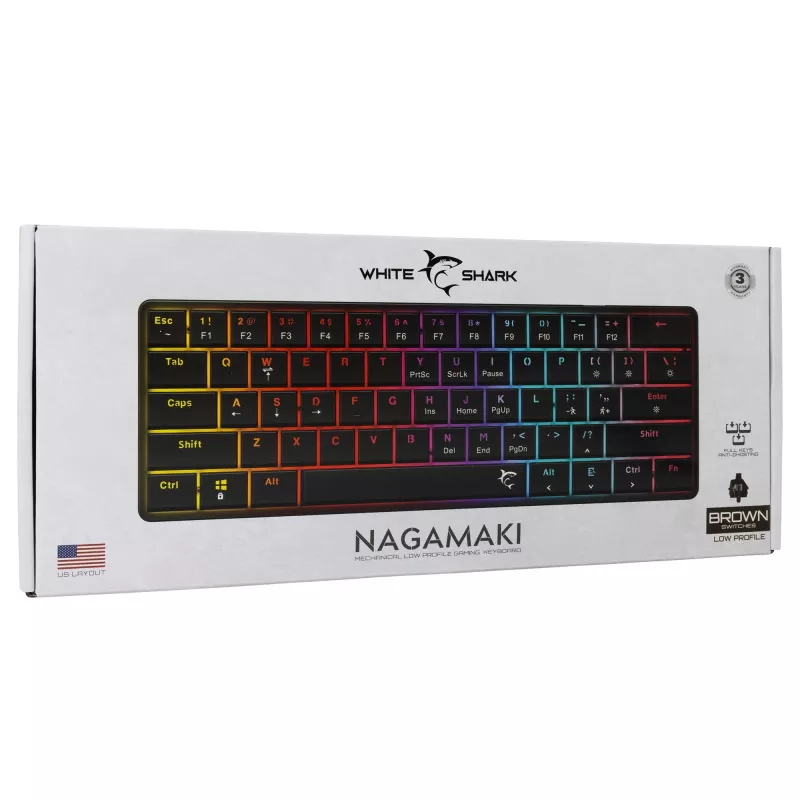 Mehāniskā tastatūra White Shark Nagamaki GK-006131 Black US izkārtojums Brown slēdži