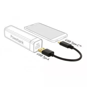 USB lādēšanas kabelis DeLOCK 80954 Type-A uz USB Type-C 3 A 15 cm