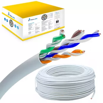 Tīkla kabelis Extralink Twisted pair CAT5E UTP (U/UTP) V2 100m Pelēks