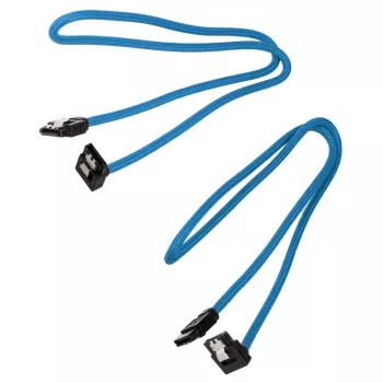 Corsair Premium Sleeved SATA kabelis, leņķa, zils, 60 cm - 2 komplektā