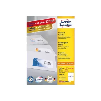 Pašlīmējošā etiķete Taisnstūra Avery 3483