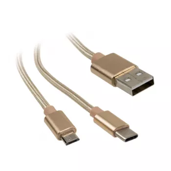 Akasa AK-CBUB42-12GL USB kabelis 1,2 m USB 2.0 USB A USB C/Micro-USB B Zelts (AK-CBUB42-12GL)
