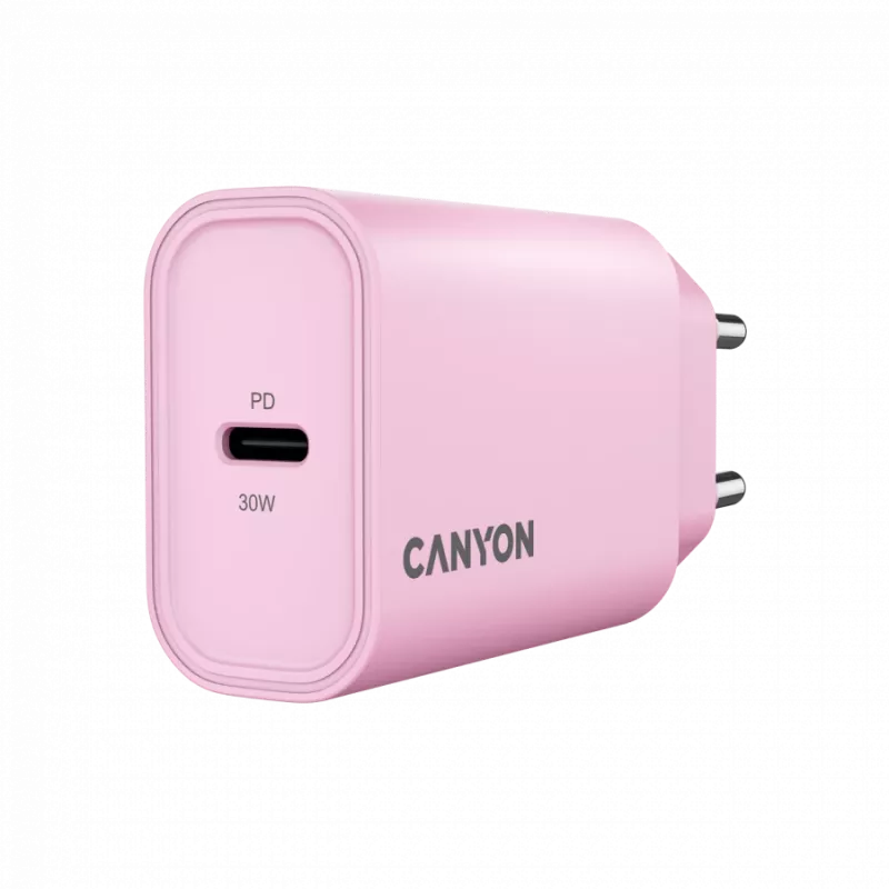 CANYON lādētājs OnCharge 30CL Max Power 30W 1xPD EU Rozā
