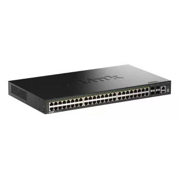D-Link 52-Portu Gigabitu Sakraujams PoE+ Viedais Slēdzis ar 4 x 10G SFP+ Portiem