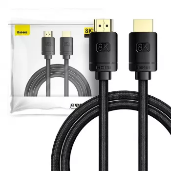 Baseus High Definition Series HDMI 2.1 kabelis, 8K 60Hz, 3D, HDR, 48Gbps, 2m (melns)