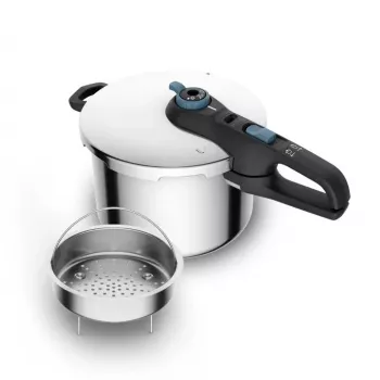 Spiediena katls Tefal SECURE TRENDY 6L ar nerūsējošā tērauda tvaicēšanas grozu, indukcijai piemērots