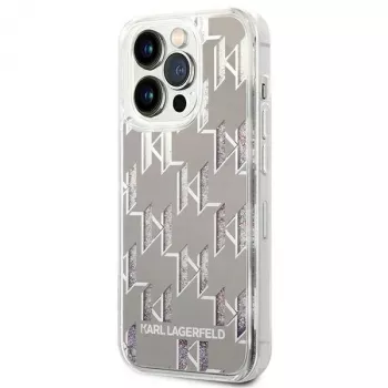 Karl Lagerfeld KLHCP14XLMNMS iPhone 14 Pro Max 6.7 cietais maciņš sudrabs / sudrabs Liquid Glitter Monogram