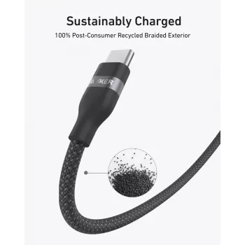 USB-C uz USB-C kabelis Anker A82E2 — 0,9 m, melns