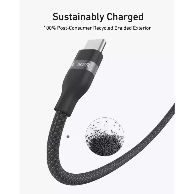 USB-C uz USB-C kabelis Anker A82E2 — 0,9 m, melns