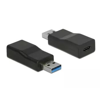 Pārejas adapteris DeLOCK 65696 USB 3.1 Gen 2 Type-A (sieviete) uz Type-C (vīrietis) Melns