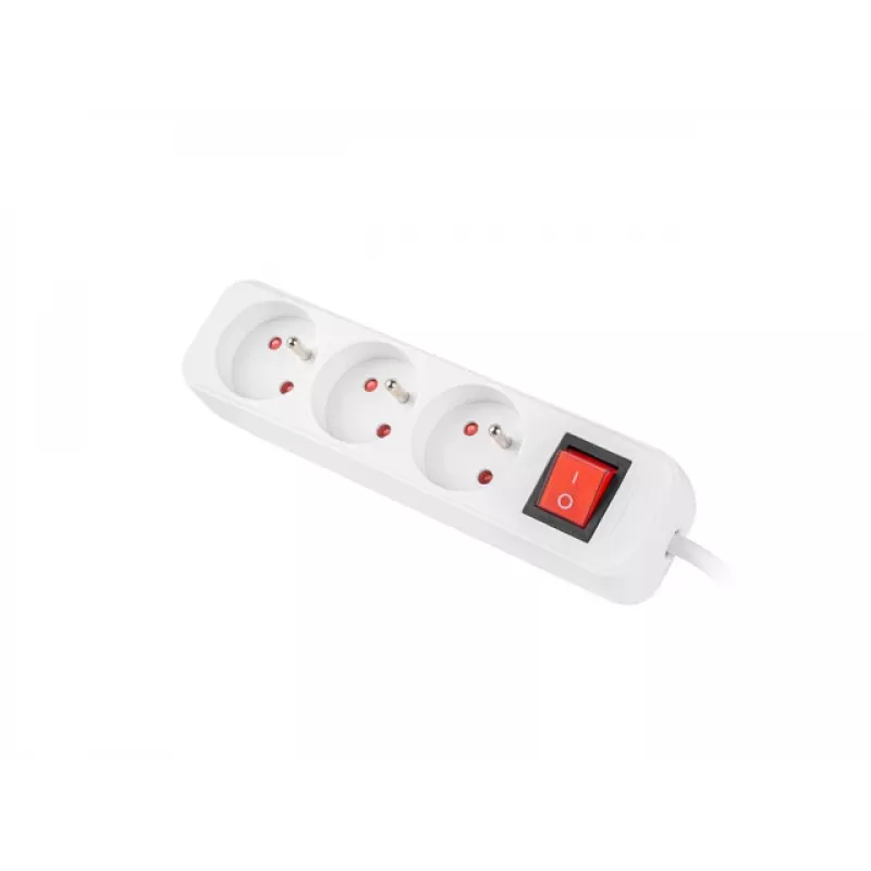 Pagarinātāja vads LANBERG PS1-03E-0300-W — 3 m, 3 kontaktligzdas, balts, iekštelpām