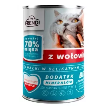FRENDI ar liellopa gaļas gabaliņiem smalkā mērcē - mitrā kaķu barība - 400g