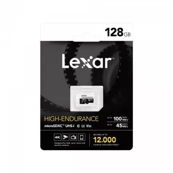 LEXAR microSD High Endurance kartes 128GB C10 A1 U1 V30 100/45MB/s