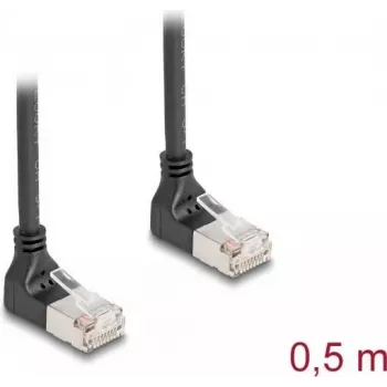 DeLOCK RJ45 Cat.6A S/FTP Slīps 90° uz leju 0.5 m melns tīkla kabelis