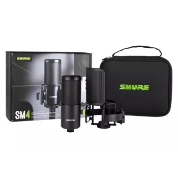 Shure SM4-K-KIT - kondensatora mikrofons, ārēji polarizēts, turētājs, popfiltrs, futrālis