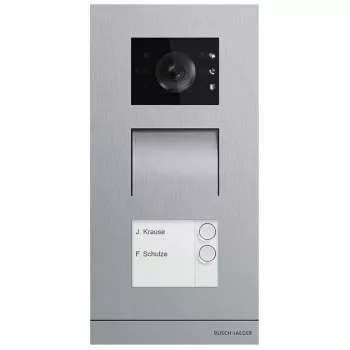 Video durvju telefons Busch-Jaeger A21381P2-S-03 — āra bloks, nerūsējošais tērauds, pogas, 135×29×277 mm, Sudrabs