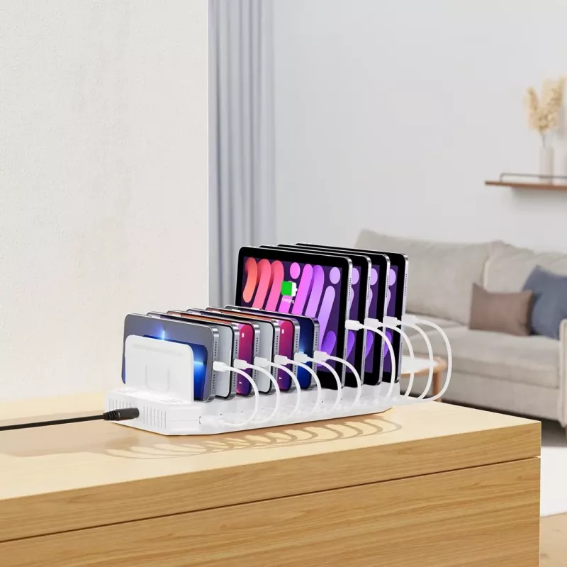 Unitek uzlādes stacija 10X USB 2.4A 60W Balta