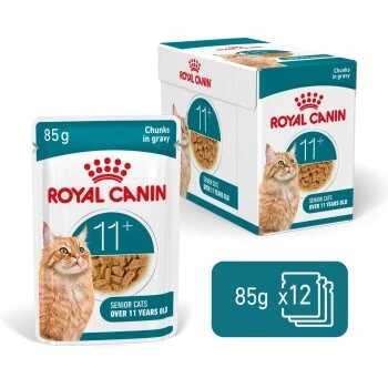 Slapjā barība kaķiem Royal Canin FHN Ageing 11+ Gravy 12×85 g – pilnvērtīgas maltītes senioriem