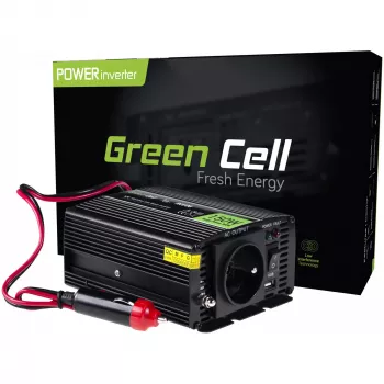 Invertora barošanas adapteris Green Cell INV06 12V uz 230V 150W 50Hz C tipa spraudnis, 85% efektivitāte, melns