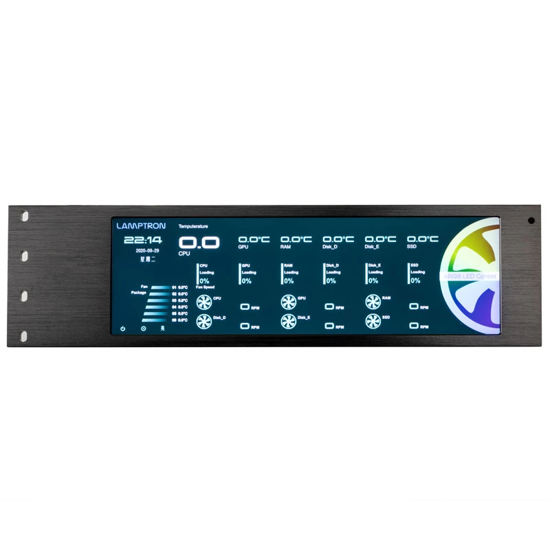 Lamptron CU135 Ventilatoru un RGB Kontrolieris ar Displeju, ARGB - Melns