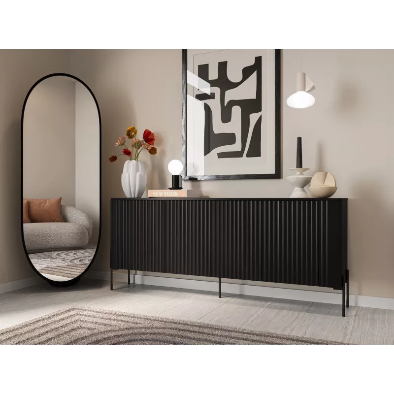 Kumode cama meble VERA 190x40x80 cm, matēti melna, skaidu plātne, 16 mm rāmis