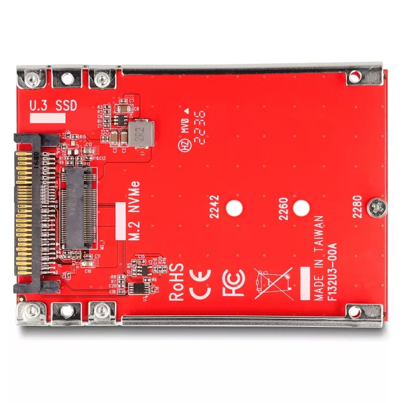 DeLOCK 2.5 collu pārveidotājs U.3 SFF-8639 uz M.2 NVMe Key M 7 mm Sarkans