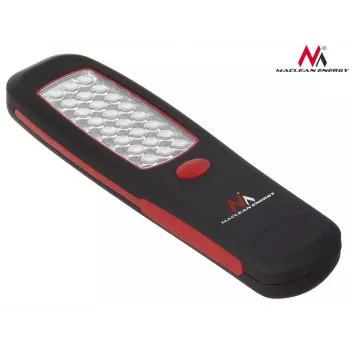 Darbnīcas lampa MACLEAN MCE03 — 24 LED, magnētiska pamatne un āķis, bateriju darbināma (3×AAA)