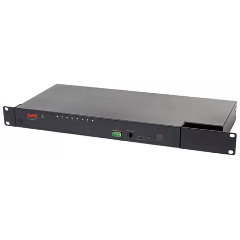 KVM slēdzis APC KVM0108A, 8-portu PS/2 VGA, 1U plaukts, 1600x1200, melns