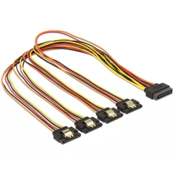 SATA kabelis DeLOCK 60158 0.5m SATA 15-pin uz 4x SATA 15-pin daudzkrāsains