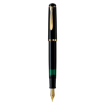 Pelikan M200 pildspalva, melna, zelta, integrēta pildīšanas sistēma, sveķi, zelta itāļu spalva, nerūsējošais tērauds