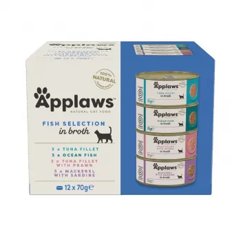 APPLAWS Fish selection multipack brothā - slapjš kaķu barība - 12x70g
