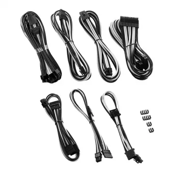 CableMod C-Series PRO ModMesh 12VHPWR kabeļu komplekts Corsair RM, RMi, RMx (Black Label) - melns/balts