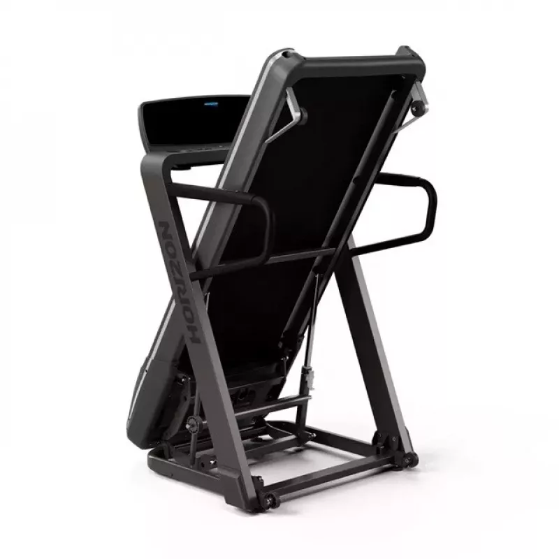 Saliekams elektriskais skrejceļš Horizon Fitness Omega Z-02 — 140×53 cm lente, 20 km/h maks. ātrums, 159 kg slodze, Graphite